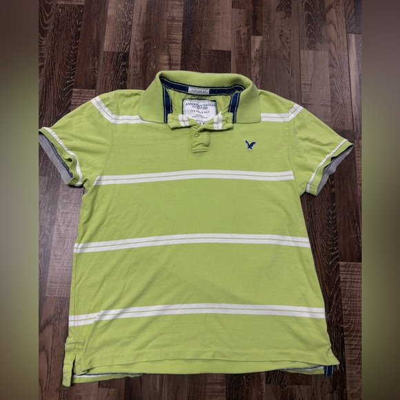 Y2k American Eagle Outfitters Men's Lime Polo Shirt - Picture 1 of 2
